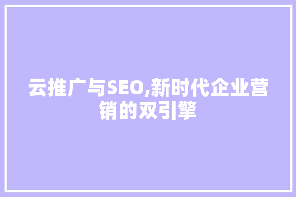 云推广与SEO,新时代企业营销的双引擎