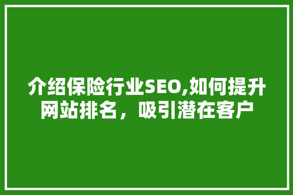 介绍保险行业SEO,如何提升网站排名，吸引潜在客户
