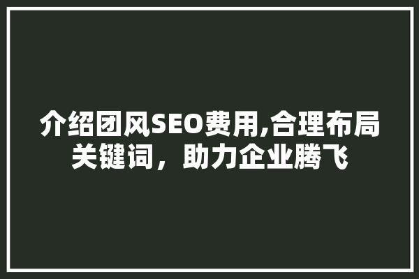 介绍团风SEO费用,合理布局关键词，助力企业腾飞