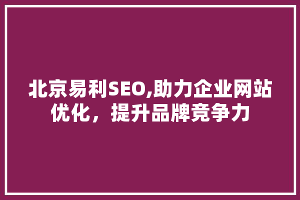 北京易利SEO,助力企业网站优化，提升品牌竞争力