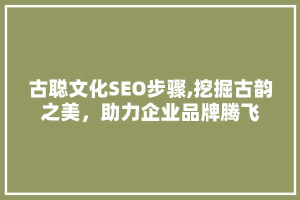 古聪文化SEO步骤,挖掘古韵之美，助力企业品牌腾飞
