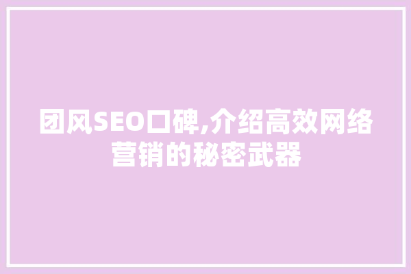 团风SEO口碑,介绍高效网络营销的秘密武器 AI简讯