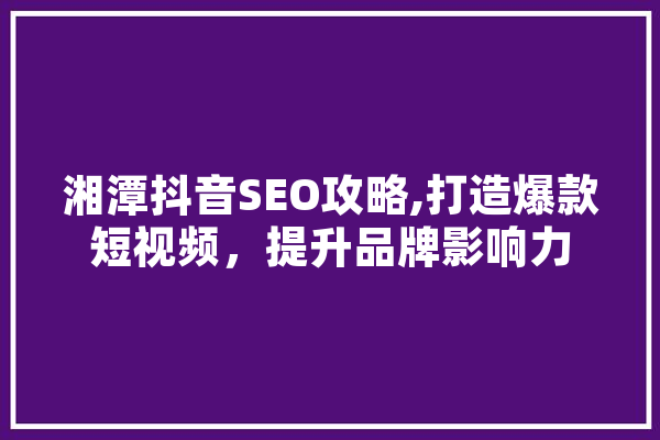 湘潭抖音SEO攻略,打造爆款短视频，提升品牌影响力