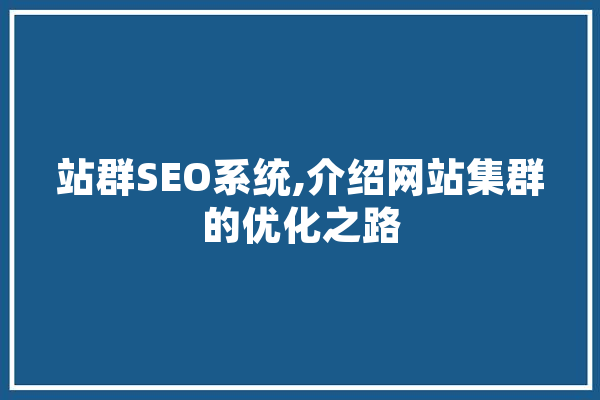 站群SEO系统,介绍网站集群的优化之路 智能助手