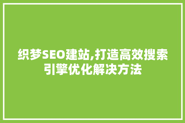 织梦SEO建站,打造高效搜索引擎优化解决方法