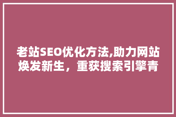 老站SEO优化方法,助力网站焕发新生，重获搜索引擎青睐