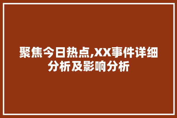 聚焦今日热点,XX事件详细分析及影响分析