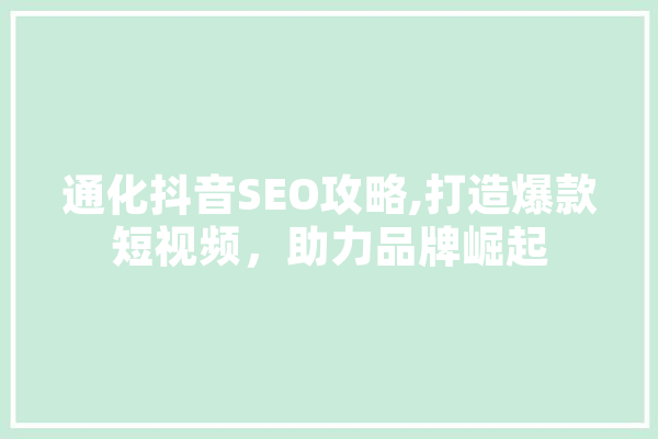 通化抖音SEO攻略,打造爆款短视频，助力品牌崛起