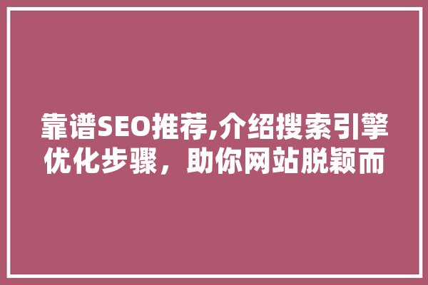 靠谱SEO推荐,介绍搜索引擎优化步骤，助你网站脱颖而出 绘影字幕