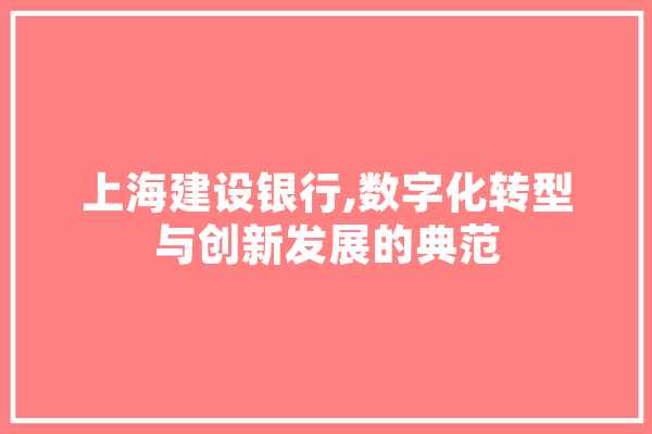 上海建设银行,数字化转型与创新发展的典范