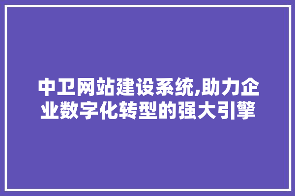 中卫网站建设系统,助力企业数字化转型的强大引擎