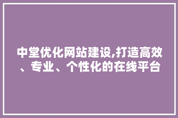 中堂优化网站建设,打造高效、专业、个性化的在线平台