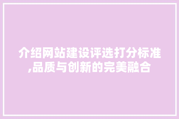 介绍网站建设评选打分标准,品质与创新的完美融合