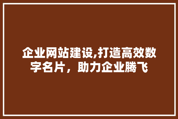 企业网站建设,打造高效数字名片，助力企业腾飞