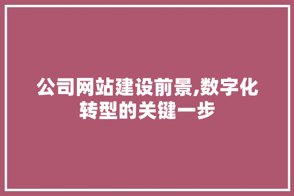 公司网站建设前景,数字化转型的关键一步