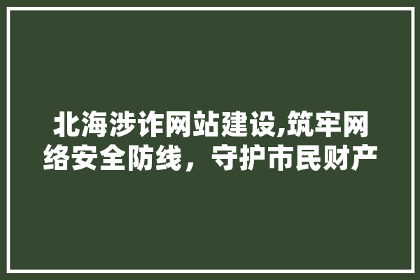 北海涉诈网站建设,筑牢网络安全防线，守护市民财产安全