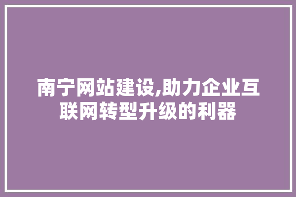 南宁网站建设,助力企业互联网转型升级的利器