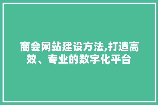 商会网站建设方法,打造高效、专业的数字化平台