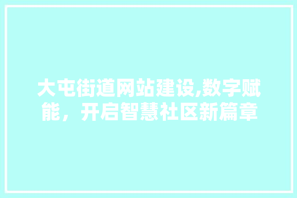 大屯街道网站建设,数字赋能，开启智慧社区新篇章
