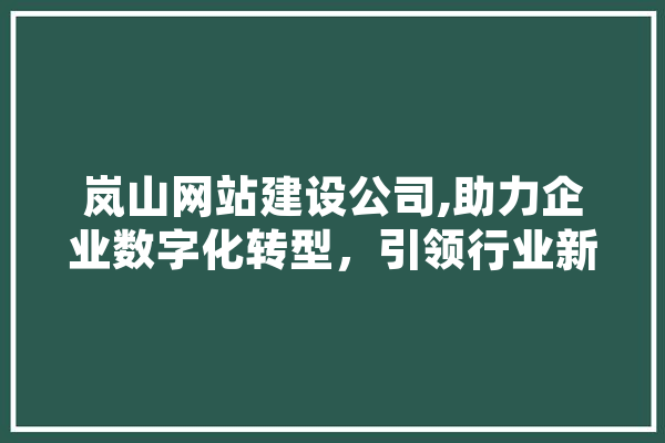 岚山网站建设公司,助力企业数字化转型，引领行业新潮流 AI简讯