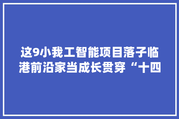这9小我工智能项目落子临港前沿家当成长贯穿“十四五”筹划_家当_片区