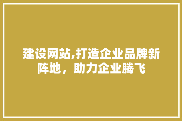 建设网站,打造企业品牌新阵地，助力企业腾飞