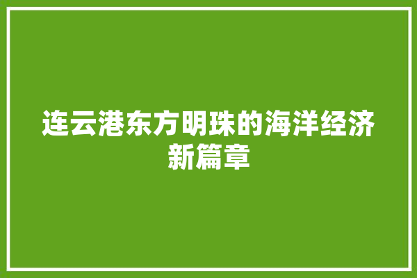 连云港东方明珠的海洋经济新篇章