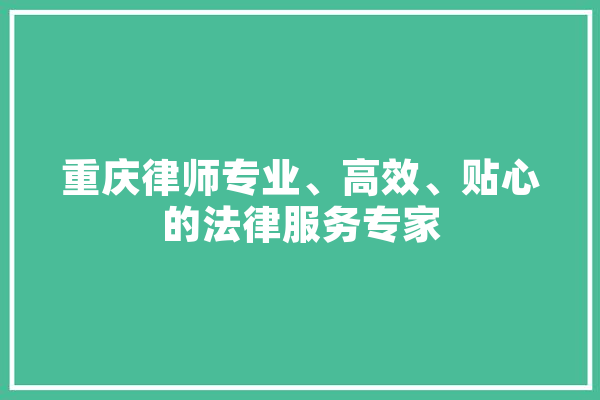 重庆律师专业、高效、贴心的法律服务专家