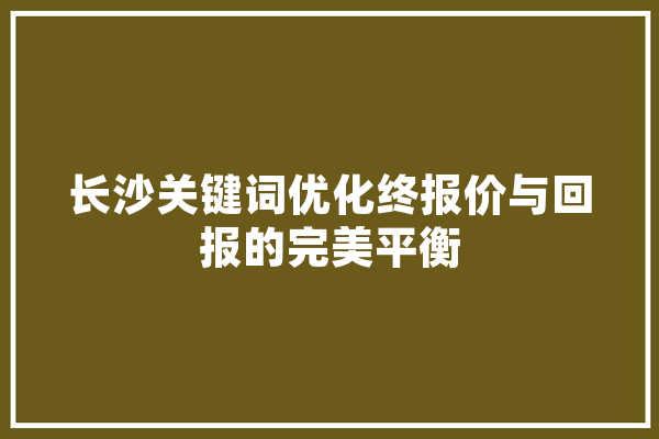 长沙关键词优化终报价与回报的完美平衡 绘影字幕