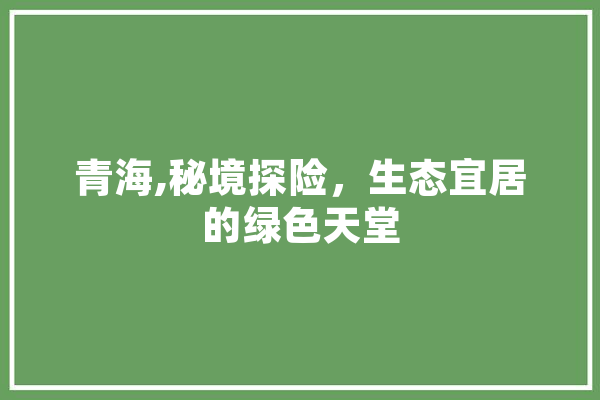 青海,秘境探险，生态宜居的绿色天堂 AI快讯