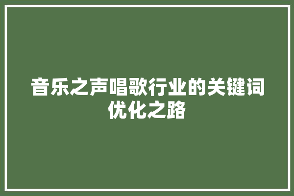 音乐之声唱歌行业的关键词优化之路