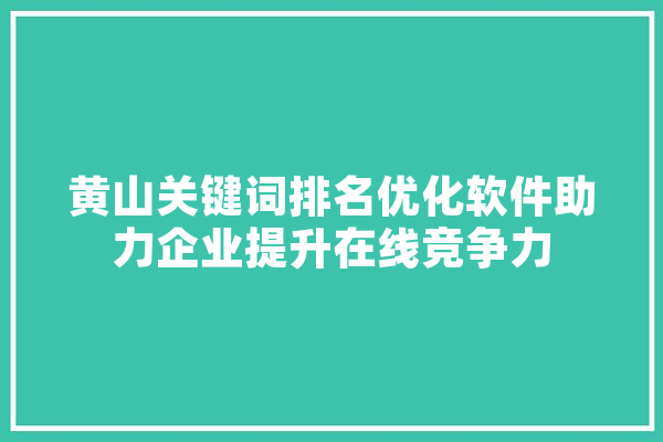 黄山关键词排名优化软件助力企业提升在线竞争力 绘影字幕