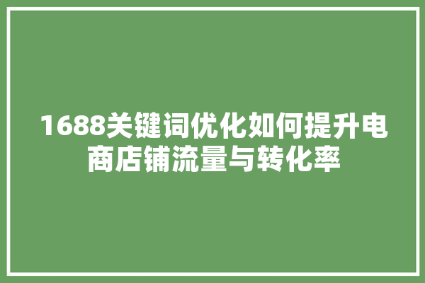 1688关键词优化如何提升电商店铺流量与转化率