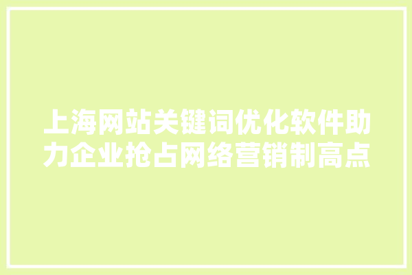 上海网站关键词优化软件助力企业抢占网络营销制高点
