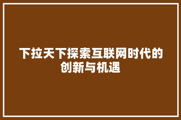 下拉天下探索互联网时代的创新与机遇