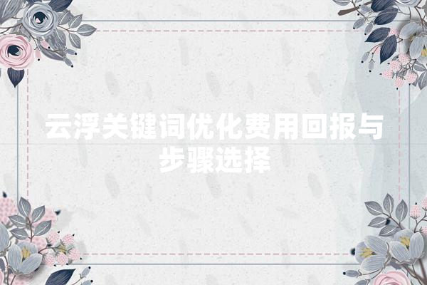 云浮关键词优化费用回报与步骤选择
