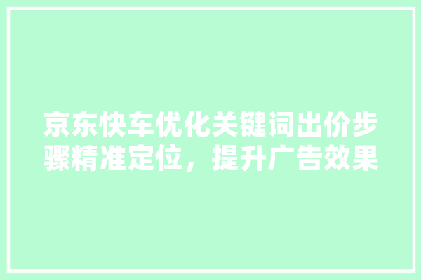 京东快车优化关键词出价步骤精准定位，提升广告效果
