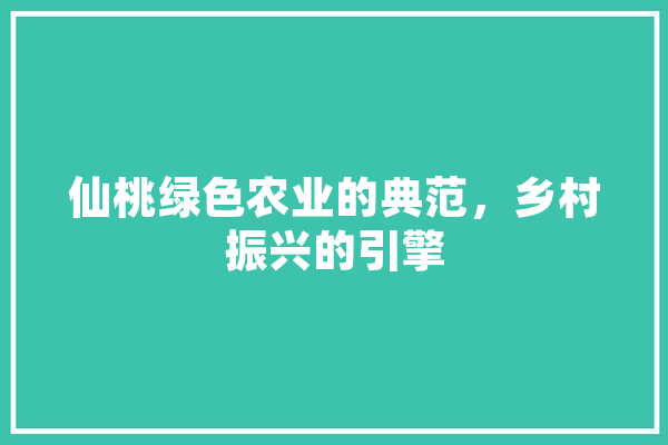 仙桃绿色农业的典范，乡村振兴的引擎