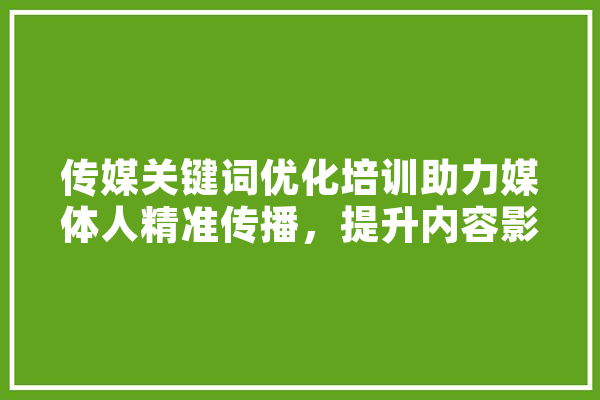 传媒关键词优化培训助力媒体人精准传播，提升内容影响力 AI快讯