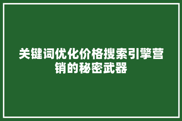 关键词优化价格搜索引擎营销的秘密武器