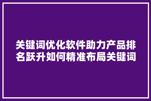关键词优化软件助力产品排名跃升如何精准布局关键词 云服务