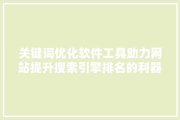 关键词优化软件工具助力网站提升搜索引擎排名的利器 智能助手