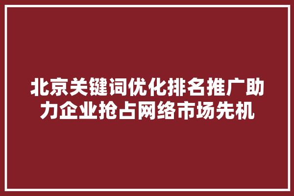 北京关键词优化排名推广助力企业抢占网络市场先机