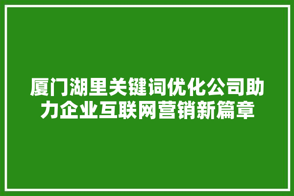 厦门湖里关键词优化公司助力企业互联网营销新篇章 绘影字幕