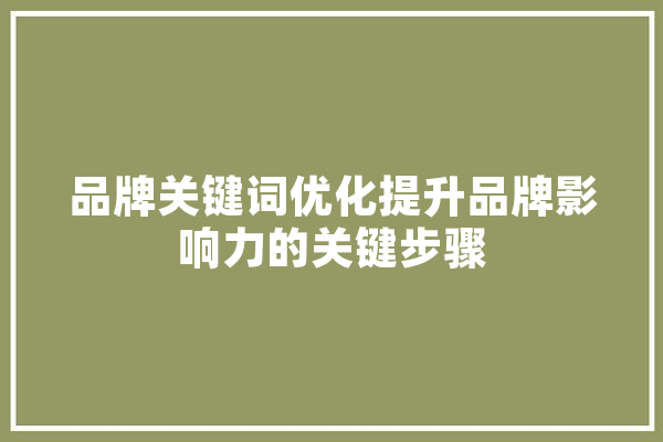 品牌关键词优化提升品牌影响力的关键步骤
