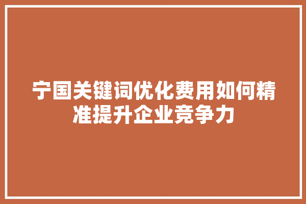 宁国关键词优化费用如何精准提升企业竞争力