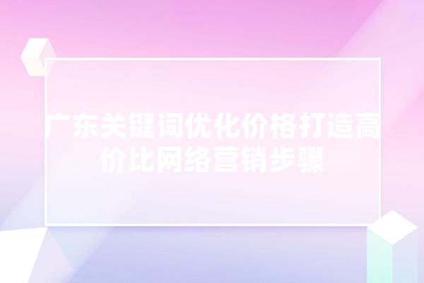 广东关键词优化价格打造高价比网络营销步骤