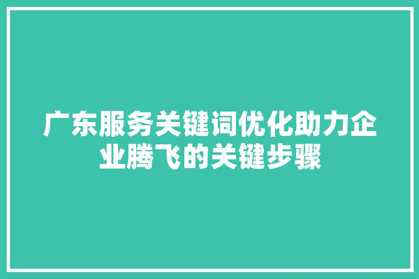 广东服务关键词优化助力企业腾飞的关键步骤