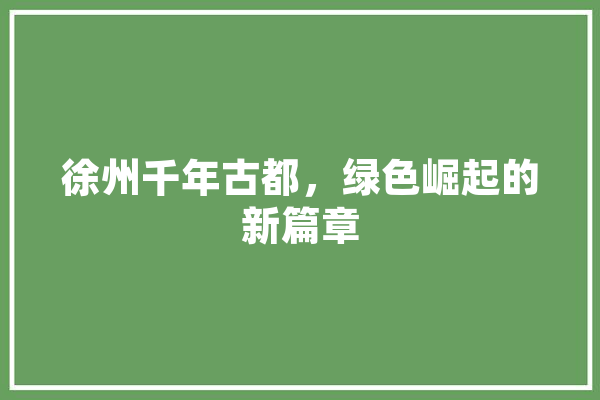 徐州千年古都，绿色崛起的新篇章