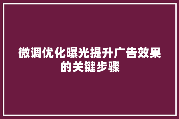 微调优化曝光提升广告效果的关键步骤 智能问答